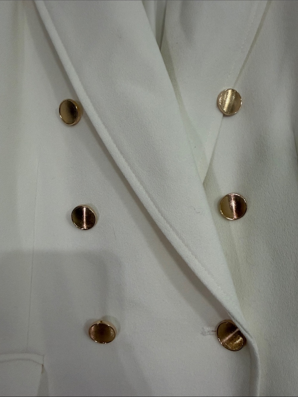 Rachel Zoe Cream Double-Breasted Blazer with Gold Buttons| S - Picture 4 of 11